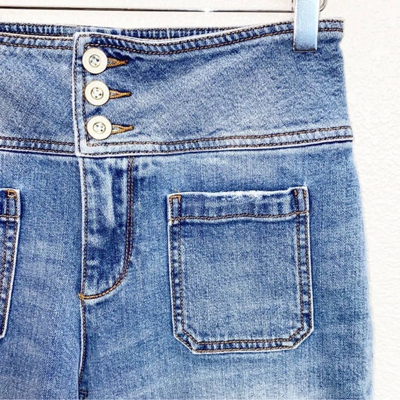 Pilcro & The Letterpress High Rise Wide Leg Cropped Triple Button Jeans - Picture 6 of 9